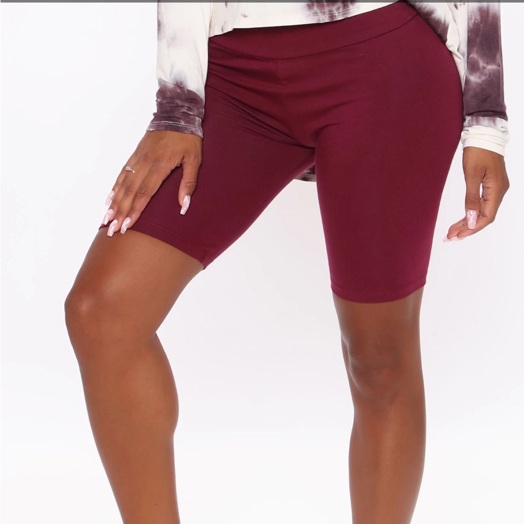 My Favorite Burgundy High Waist Biker Short New